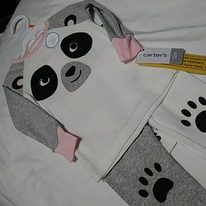 Carters Baby Girl Panda PJs NWT